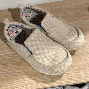 Cat & Jack Tan Moccasins with Blue Accents